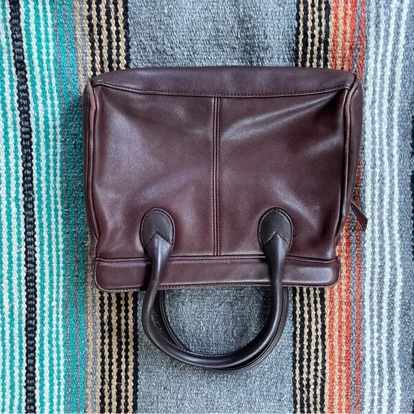 Vintage Etienne Aigner Dark Brown Satchel with Gold Buckle - Picture 2 of 13